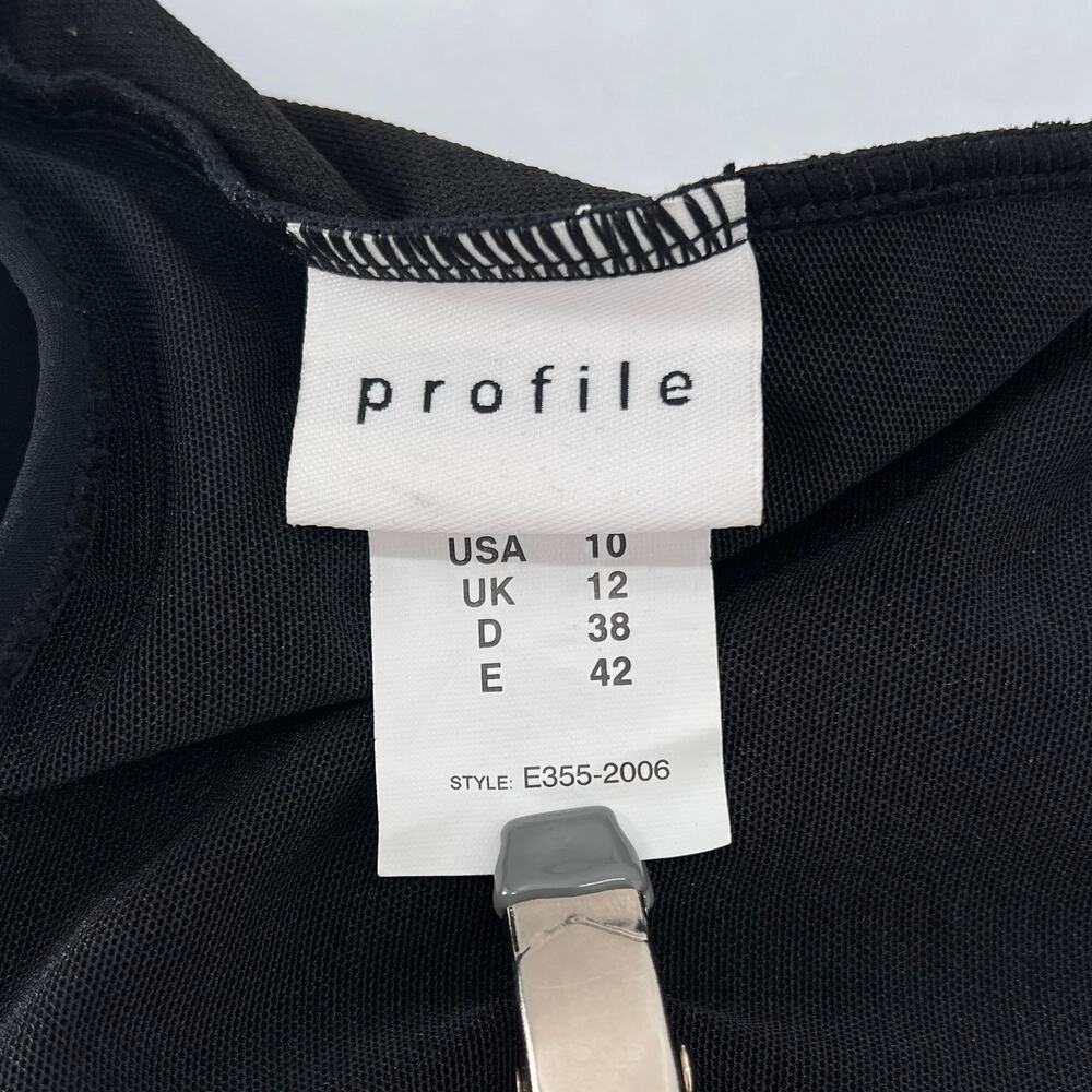 PROFILE BY GOTTEX One Piece Swimsuit Women 10 Black Daisy Ruffle Scoop Neck New - Picture 11 of 12